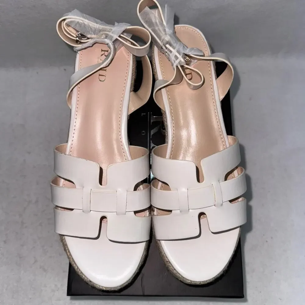 NIB Women’s RAID Harlene Plaftorm Espadrille Sandals 3” Heel White size 10 Wide